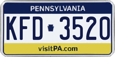PA license plate KFD3520