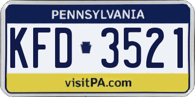 PA license plate KFD3521