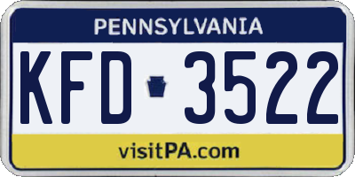 PA license plate KFD3522