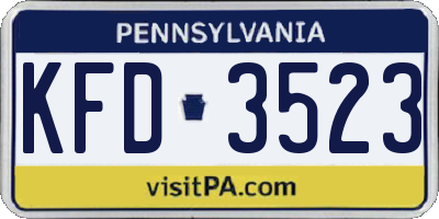 PA license plate KFD3523