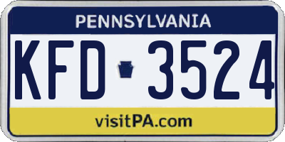 PA license plate KFD3524