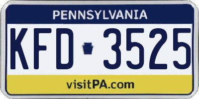 PA license plate KFD3525