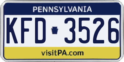 PA license plate KFD3526