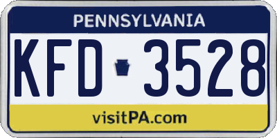 PA license plate KFD3528