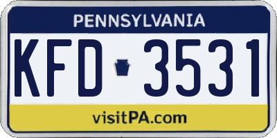 PA license plate KFD3531