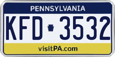 PA license plate KFD3532