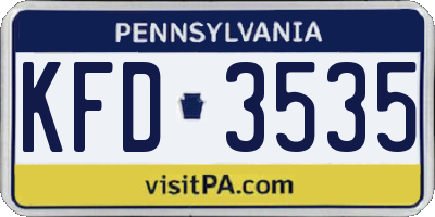 PA license plate KFD3535