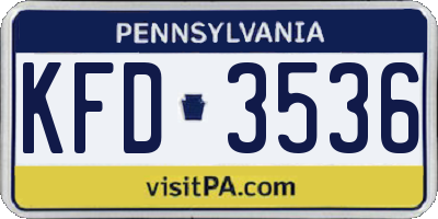 PA license plate KFD3536