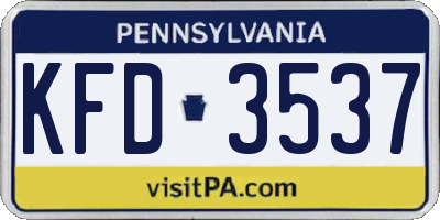 PA license plate KFD3537