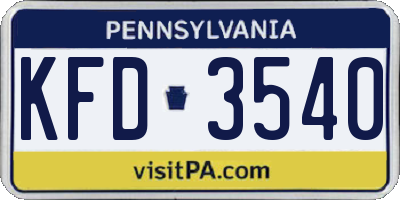 PA license plate KFD3540