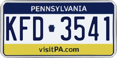 PA license plate KFD3541