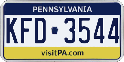 PA license plate KFD3544