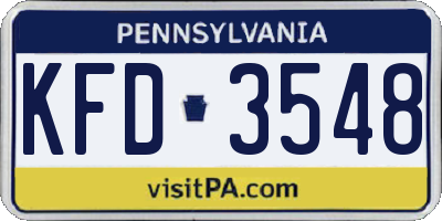 PA license plate KFD3548