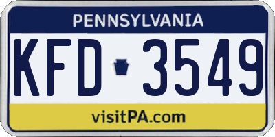 PA license plate KFD3549