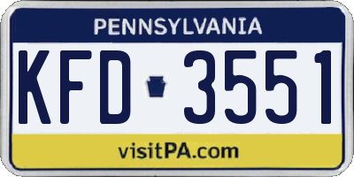 PA license plate KFD3551