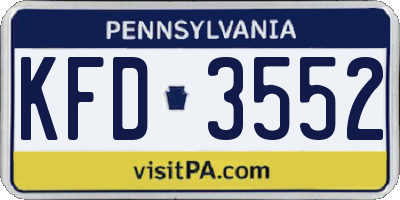 PA license plate KFD3552