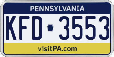 PA license plate KFD3553