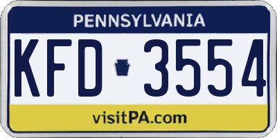 PA license plate KFD3554