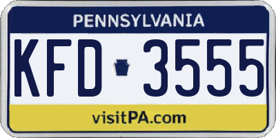 PA license plate KFD3555