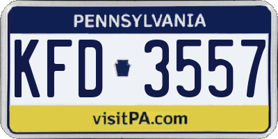 PA license plate KFD3557