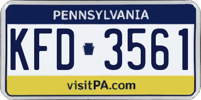 PA license plate KFD3561