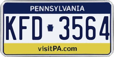 PA license plate KFD3564