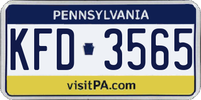 PA license plate KFD3565