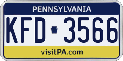 PA license plate KFD3566