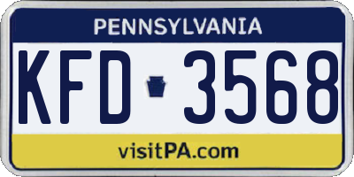 PA license plate KFD3568
