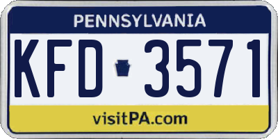 PA license plate KFD3571