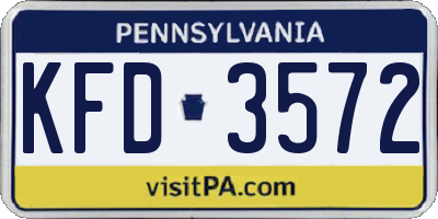 PA license plate KFD3572