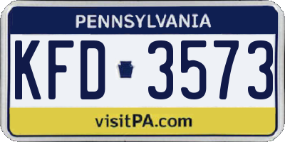 PA license plate KFD3573