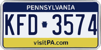 PA license plate KFD3574