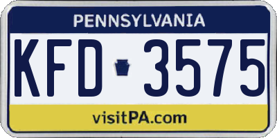 PA license plate KFD3575