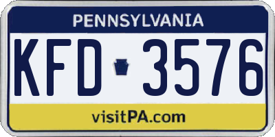 PA license plate KFD3576