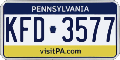 PA license plate KFD3577