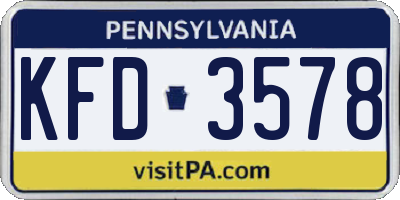 PA license plate KFD3578