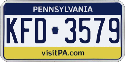 PA license plate KFD3579