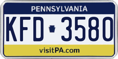 PA license plate KFD3580