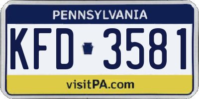 PA license plate KFD3581