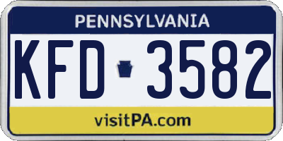 PA license plate KFD3582