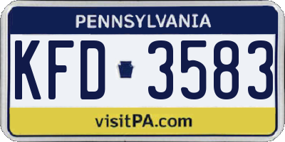 PA license plate KFD3583