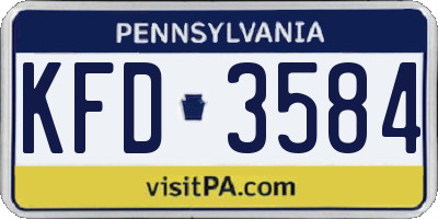 PA license plate KFD3584