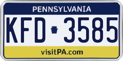 PA license plate KFD3585