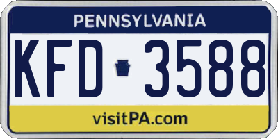 PA license plate KFD3588