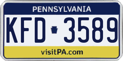 PA license plate KFD3589