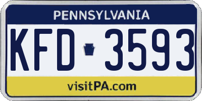 PA license plate KFD3593