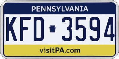 PA license plate KFD3594