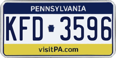 PA license plate KFD3596