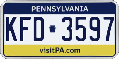 PA license plate KFD3597